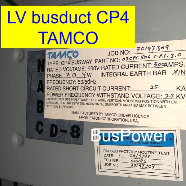 Tamco busduct CP4 - the busduct housing is non ventilated type.